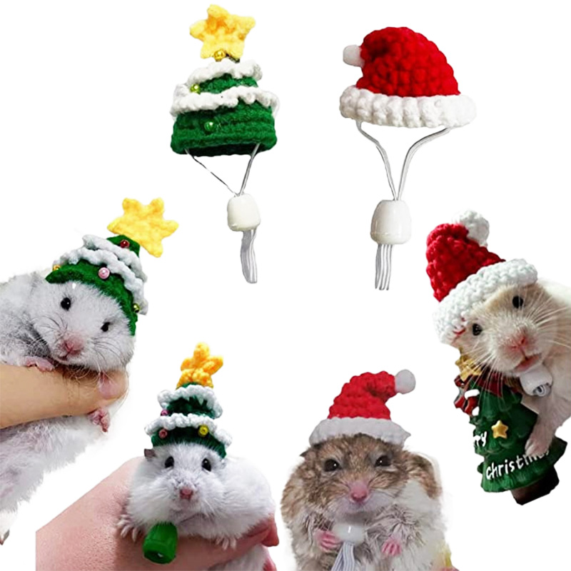 Santa Hat Plush - Topi Natal hewan peliharaan anyaman tangan