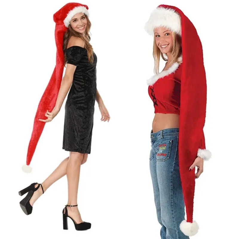 Santa Hat Plush - Topi Santa Dewasa Ekstra Panjang Bahan