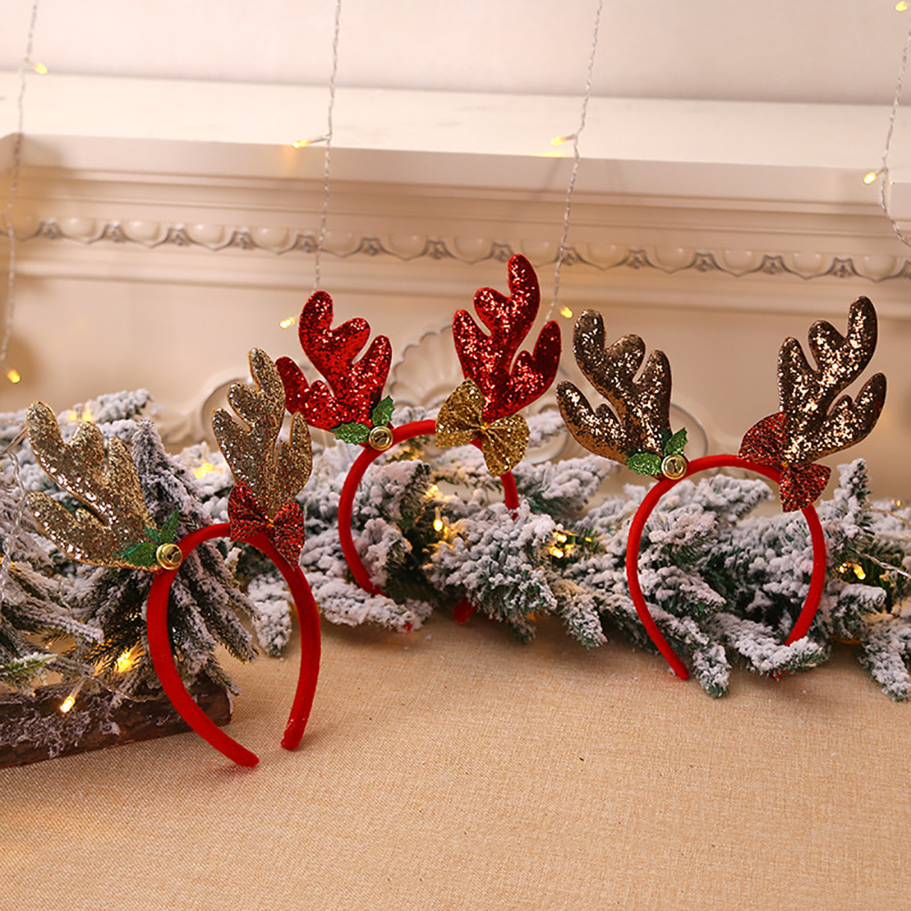 Reindeer Antlers Headband - 3Pcs Ikat Kepala Natal Berbentuk Tanduk