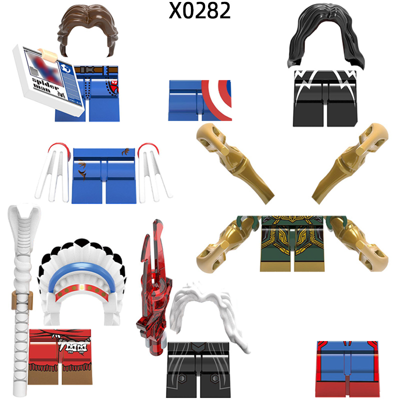 Lego Set Creator - Patung aksi perisai tongkat senjata kaki
