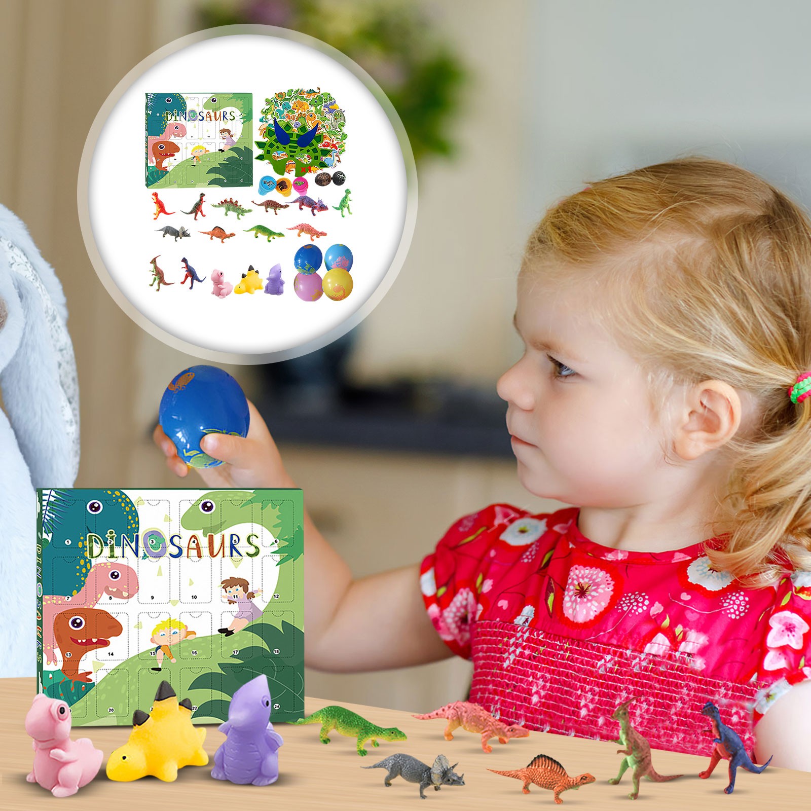 Advent Calendar Gift - Kalender Advent Natal Ornamen Dinosaurus 3D