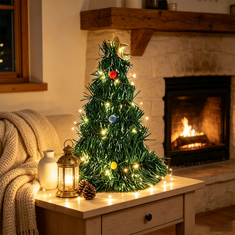 Star Tree Topper - Pohon Natal Mini Lipat Hijau dengan