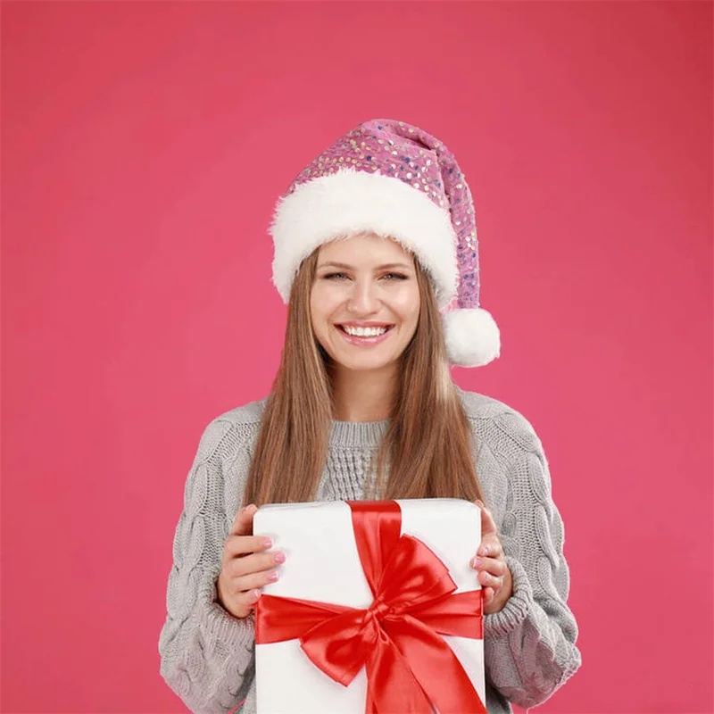 Topi Natal Berlapis Payet Gand - Santa Hat Plush ulasan dan harga