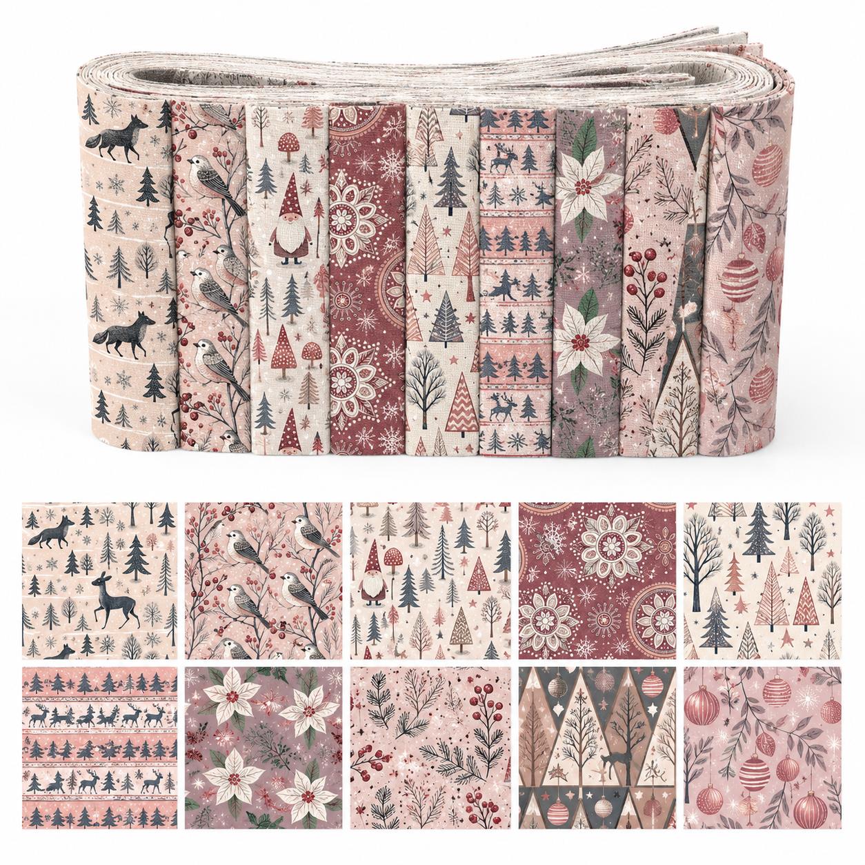 10pcs Kain Jelly Roll Motif Na - Christmas Table Runner ulasan dan harga
