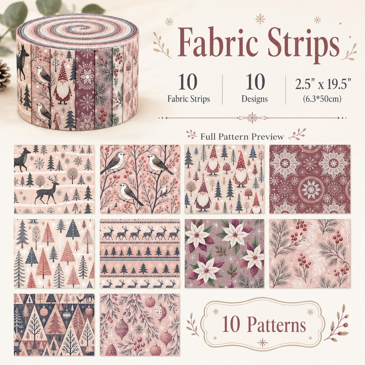 10pcs Kain Jelly Roll Motif Na - Christmas Table Runner ulasan dan harga