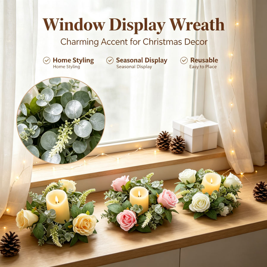 Karangan Bunga Mawar Buatan Be - Christmas Wreath Fake ulasan dan harga