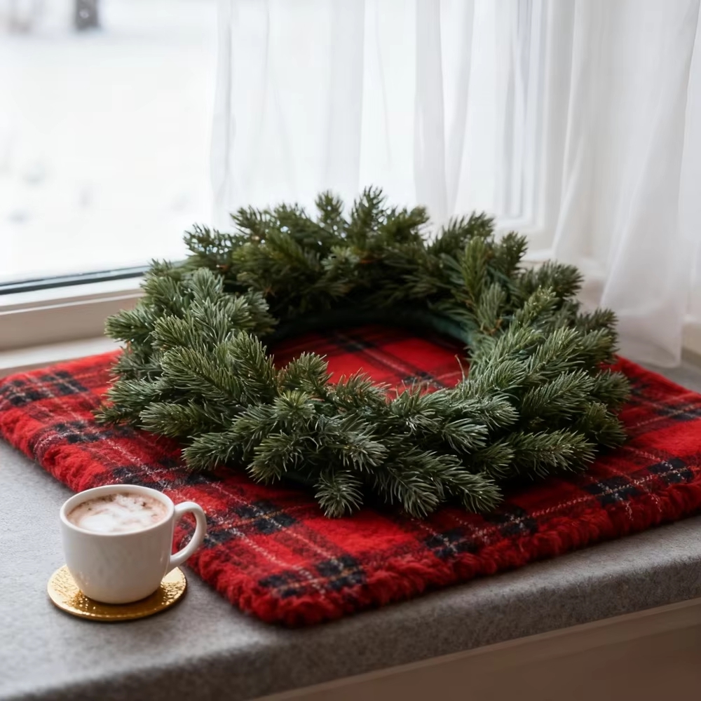 Karangan Bunga Pinus Buatan De - Christmas Wreath Fake ulasan dan harga